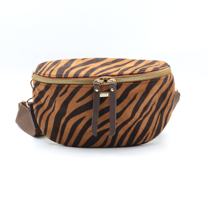 Sac banane motif zèbre velours Flora&Co 0925518 bronze Sac banane motif zèbre velours Flora&Co 0925518 bronze