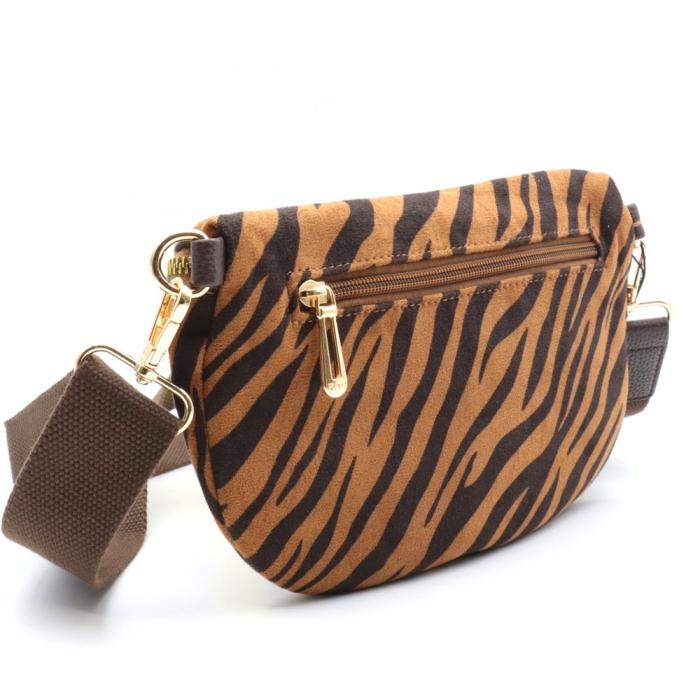 Sac banane motif zèbre velours Flora&Co 0925518 bronze