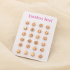 12 paires de puce d'oreilles fleur acier inoxydable 6 mm 0319522 doré rose