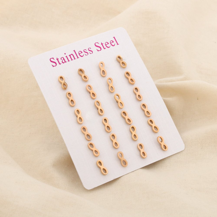 12 paires de puce d'oreilles infini acier inoxydable 0319524 doré rose 12 paires de puce d'oreilles infini acier inoxydable 0319524 doré rose