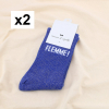 2 paires de chaussettes pailletées à message “FLEMME !” 0625544 bleu