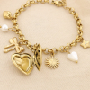 Bracelet acier breloque nacre perle cœur soleil 0225579 doré Bracelet acier breloque nacre perle cœur soleil 0225579 doré