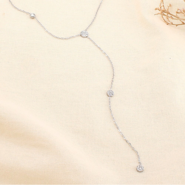 Collier forme Y acier inoxydable strass 0125578 argenté