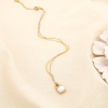 Collier cadenas acier inoxydable nacre strass 0125579 doré