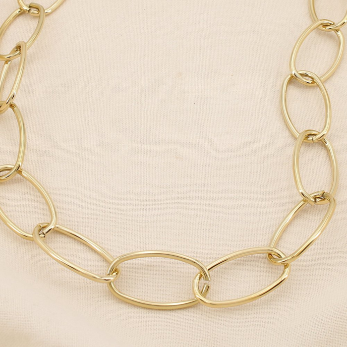 Collier acier inoxydable large maille ovale 0125581 doré