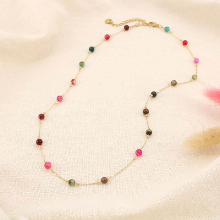 Collier acier inoxydable bille 4mm pierre 0125575 multi2