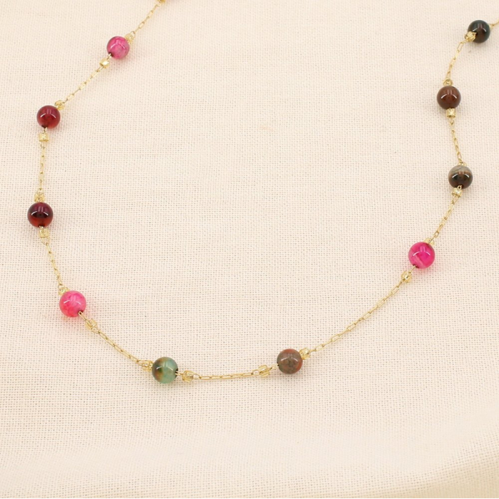 Collier acier inoxydable bille 4mm pierre 0125575 multi2