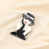 Broche épingle femme élégante chapeau résine métal 0525506 noir/blanc
