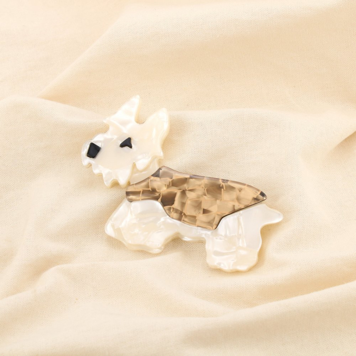 Broche épingle chien résine marbré métal 0525508 écru Broche épingle chien résine marbré métal 0525508 écru
