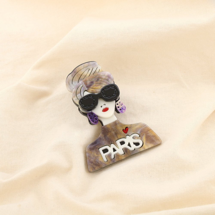 Broche épingle femme lunettes PARIS résine métal 0525509 naturel/beige Broche épingle femme lunettes PARIS résine métal 0525509 naturel/beige