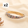 8 BRACELETS FINS ÉLASTIQUES À STRASS MULTICOLORES 0223046 bleu canard