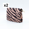 Porte-monnaie X2 motif zèbre Flora&Co polyester velours 0925538 vieux rose
