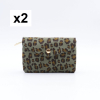 Porte-monnaie X2 motif léopard Flora&Co polyester velours 0925537 vert kaki