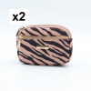 Porte-monnaie X2 motif zèbre Flora&Co polyester velours 0925536 vieux rose