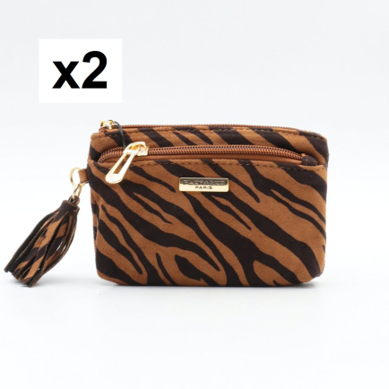 Porte-monnaie X2 zèbre pompon Flora&Co polyester velours 0925534 bronze