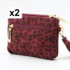 Porte-monnaie X2 léopard pompon Flora&Co polyester velours 0925533 rouge bordeaux