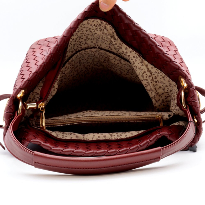 Sac à main Flora&Co simili-cuir tressé bandoulière 0925531 rouge bordeaux