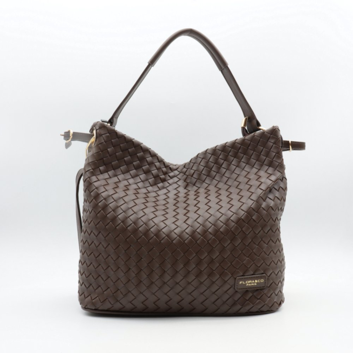 Sac à main Flora&Co simili-cuir tressé bandoulière 0925531 marron foncé