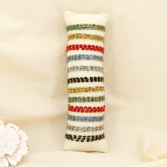 Ensemble 36 Bracelets Élastiques Perles Allongées Cristal Facetté 0225612 multi