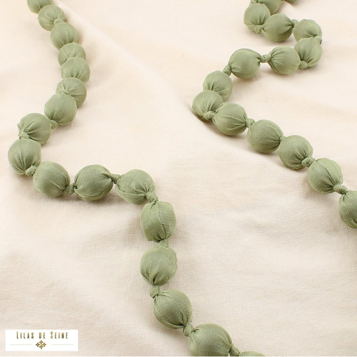 Sautoir Long Billes Tissu Satiné 0125539 vert