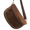 Sac banane cuir véritable daim petits clous dorés 0924517 marron