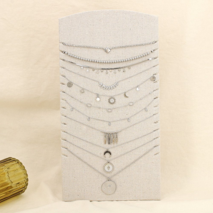 Ensemble 10 colliers acier strass nuance argentée 0125634 argenté