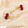 2 barrettes à cheveux cerise acier inoxydable résine 0625043 rouge