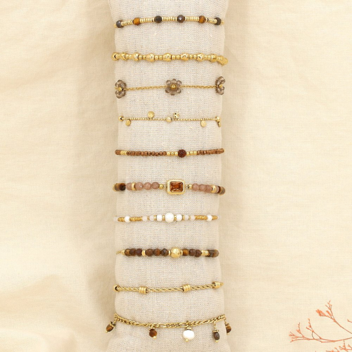Ensemble 10 bracelets acier inoxydable nuance marron 0225603 marron