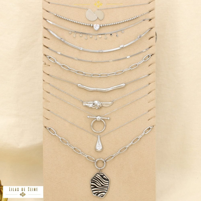 Ensemble 10 colliers acier inoxydable nuance argenté 0125585 argenté