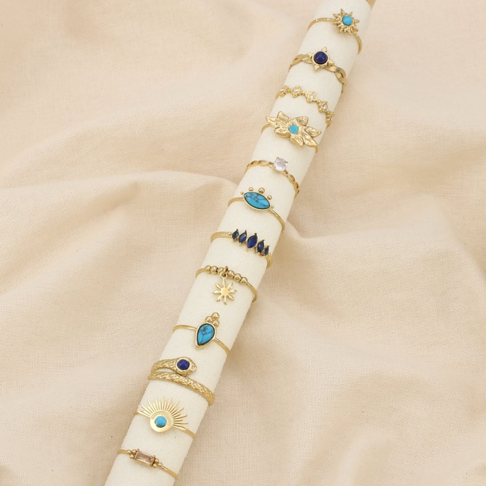 Ensemble 12 bagues minimaliste acier nuance bleu 0425114 bleu