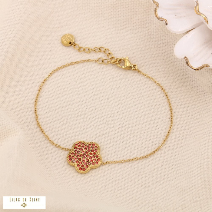 Ensemble 8 bracelets fleur acier inoxydable strass 0225614 multi