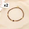 2 Bracelets fin élastique acier inox cristal strass 0225562 doré rose