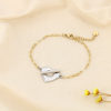 Bracelet bicolore cœur acier inox. maille trombone 0226026 doré/argenté