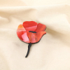 Broche fleur vintage résine marbrée métal 0526012 rouge bordeaux