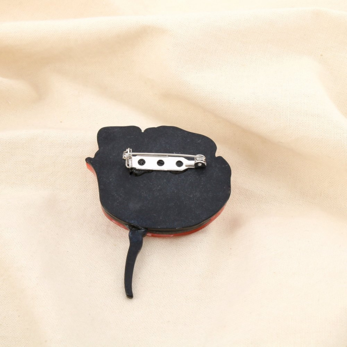 Broche fleur vintage résine marbrée métal 0526012 rouge bordeaux
