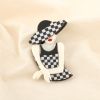 Broche femme élégante au chapeau style vintage résine métal 0526013 noir/blanc