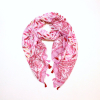Étole femme imprimé floral bohème pompons soie viscose 0726003 magenta