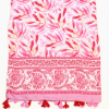 Étole femme imprimé floral bohème pompons soie viscose 0726003 magenta