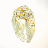 Foulard femme imprimé floral aquarellé frise décorative 0726020 jaune