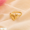 Bague ouverte cœur stylisé gouttes symétriques acier 0424096 doré