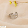 Bague ouverte martelée style antique acier inoxydable 0424505 argenté