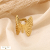Bague ouverte papillon acier inoxydable 0424504 doré