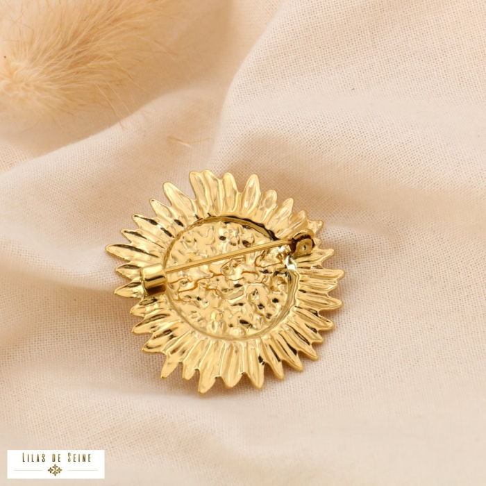 Broche soleil stylisé acier inoxydable 0525003 doré