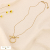 Collier chaîne fine acier inoxydable pendentif anneau barre horizontale 0124090 doré
