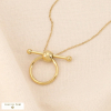 Collier chaîne fine acier inoxydable pendentif anneau barre horizontale 0124090 doré
