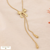 Collier Y acier inoxydable maille serpent pendentif nœud gouttes 0124514 doré