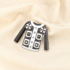 Broche aimantée veste fleur métal émaillé strass 0526040 noir/blanc