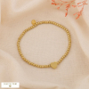 Bracelet Élastique Acier Inoxydable Billes Cœur 0225034 doré