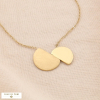 Collier acier pendentif demi-ronds superposés style minimaliste graphique contemporain 0126045 doré