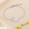 Bracelet acier pendentif demi-ronds superposés minimaliste graphique 0224518 argenté